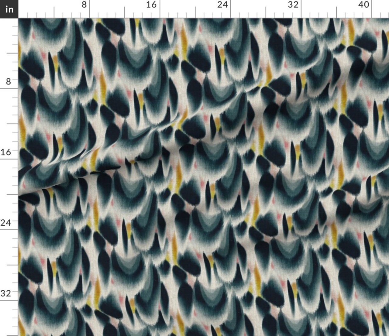 Abstract Indigo Tie Dye Japanese Inspired Watercolor Ikat Navy And Mustard Ombre Custom Printed Fabric by Spoonflower Various Fabrics by the Yard or Fat Quarter